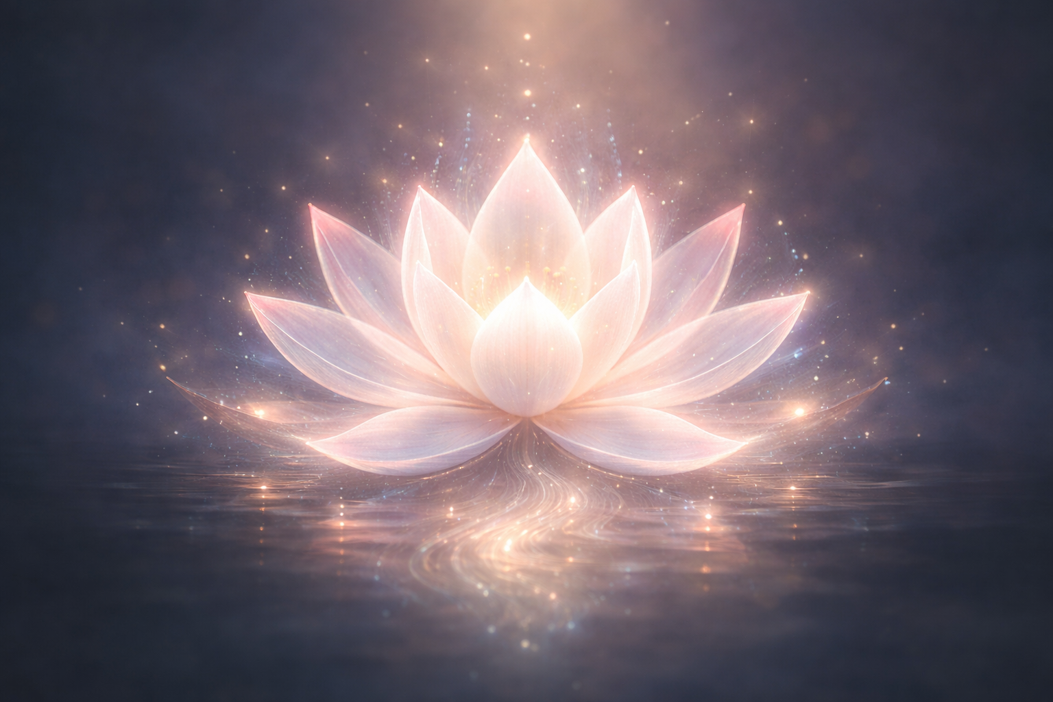 Flor de lótus feita de luz — simbolismo espiritual e despertar interior.