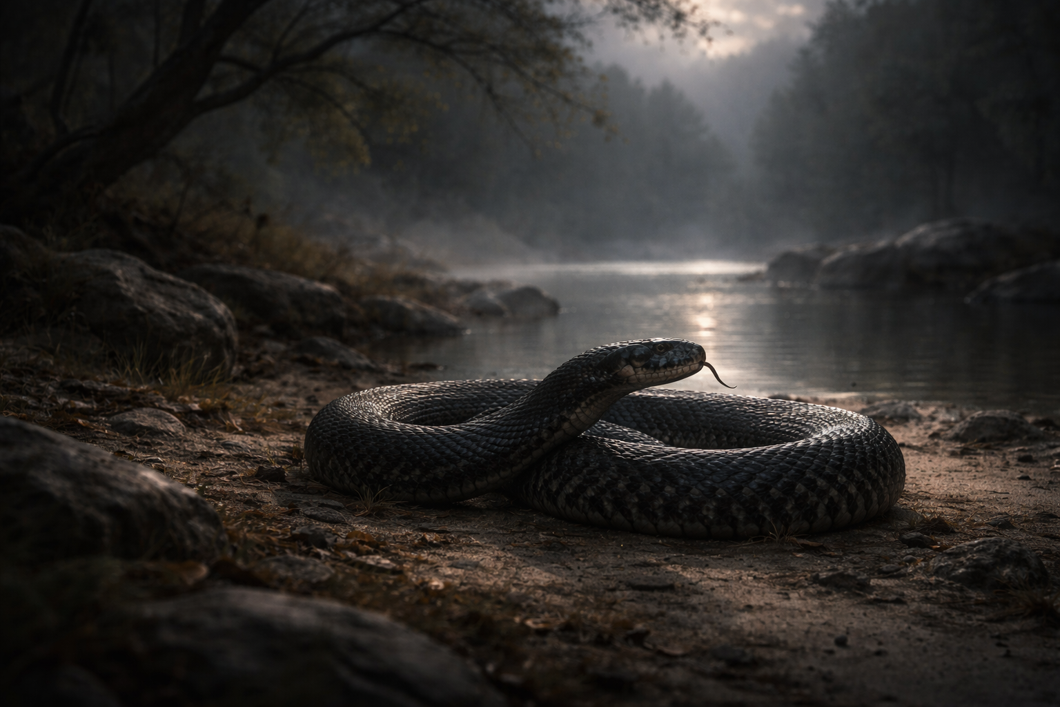 Cobra preta em sonho representando emoções profundas