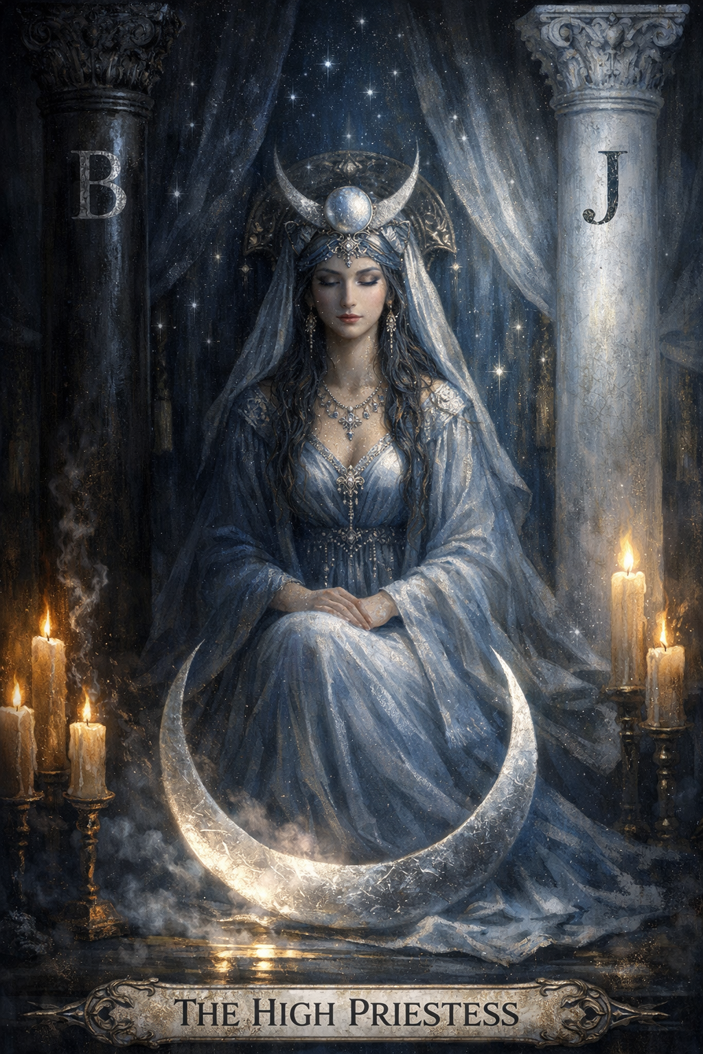 A Sacerdotisa no Tarot simbolizando intuição e silêncio interior