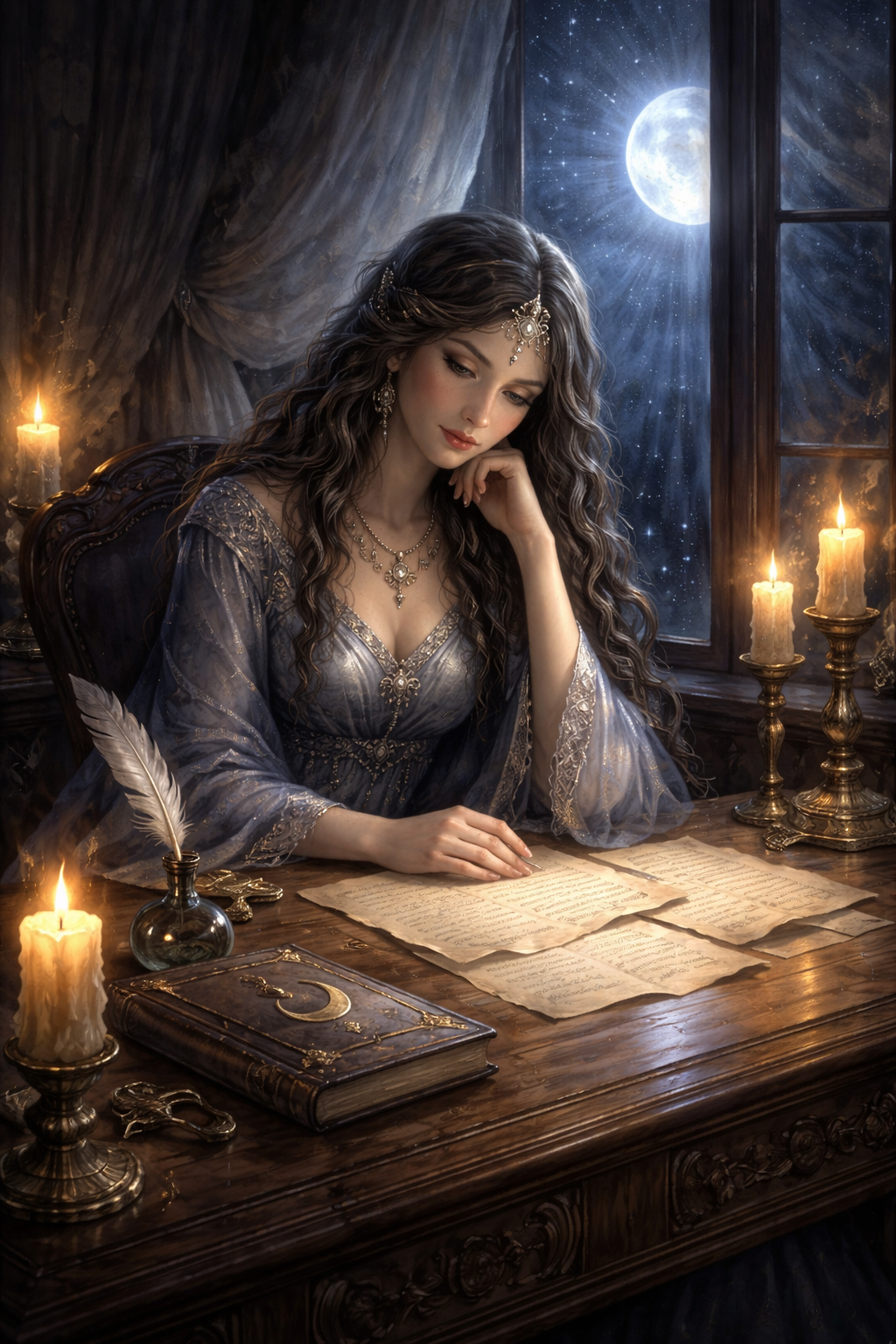 A Sacerdotisa no trabalho simbolizando análise e prudência