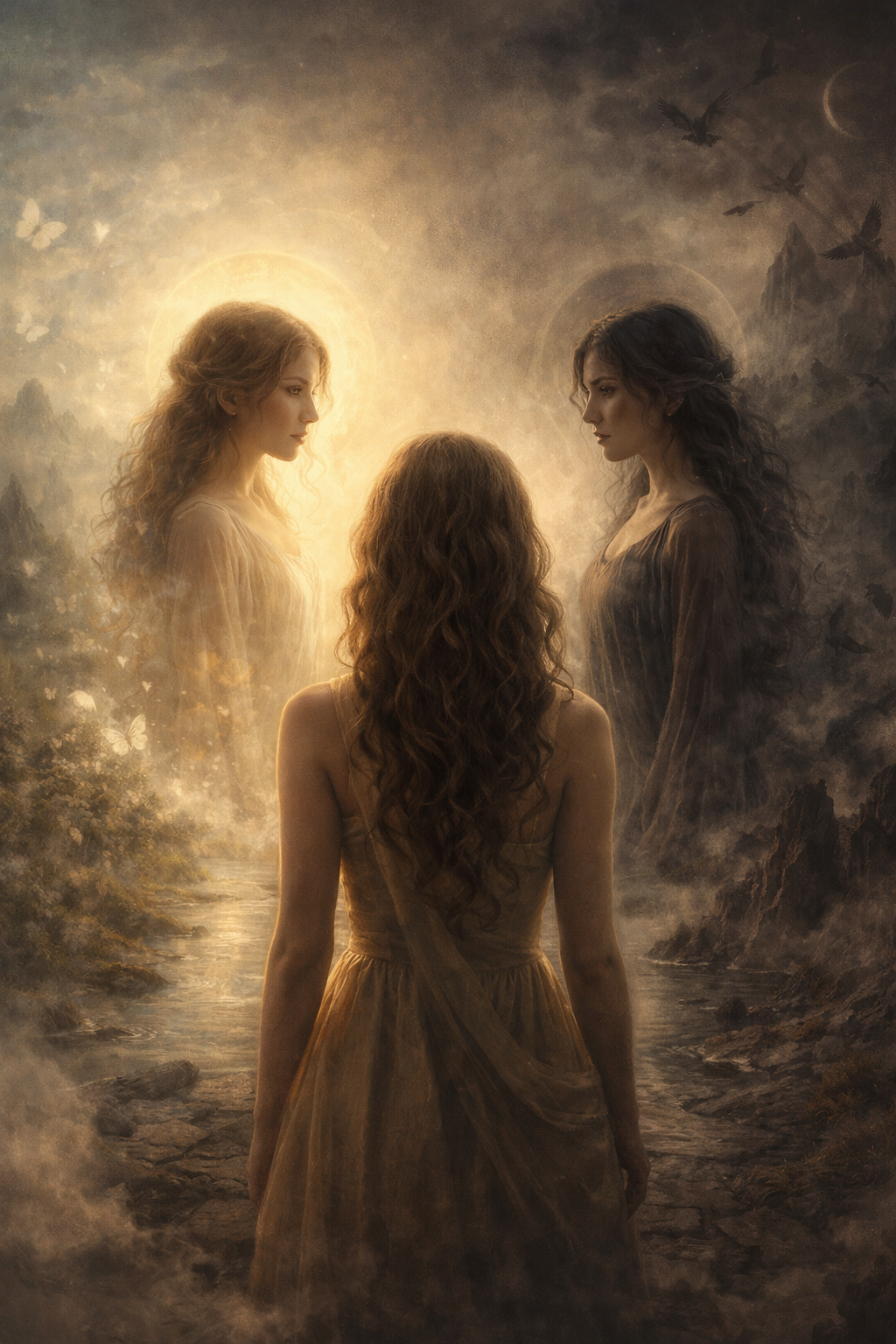 Arquétipo de Os Enamorados no Tarot representando conflito interno