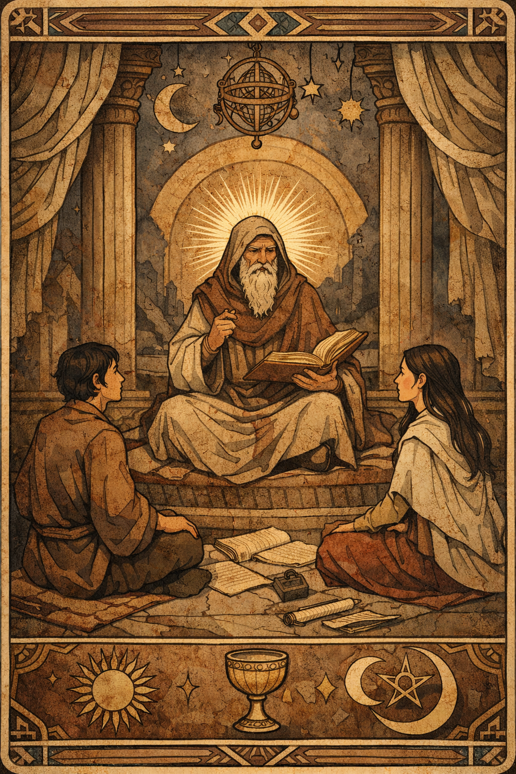 Arquétipo do Hierofante como mentor e guia espiritual no Tarot