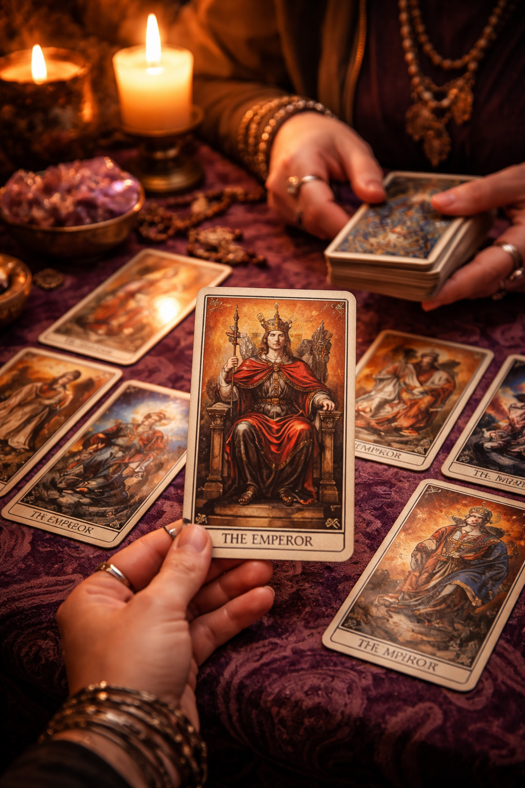 O Imperador em uma leitura de Tarot simbolizando decisão e liderança interior