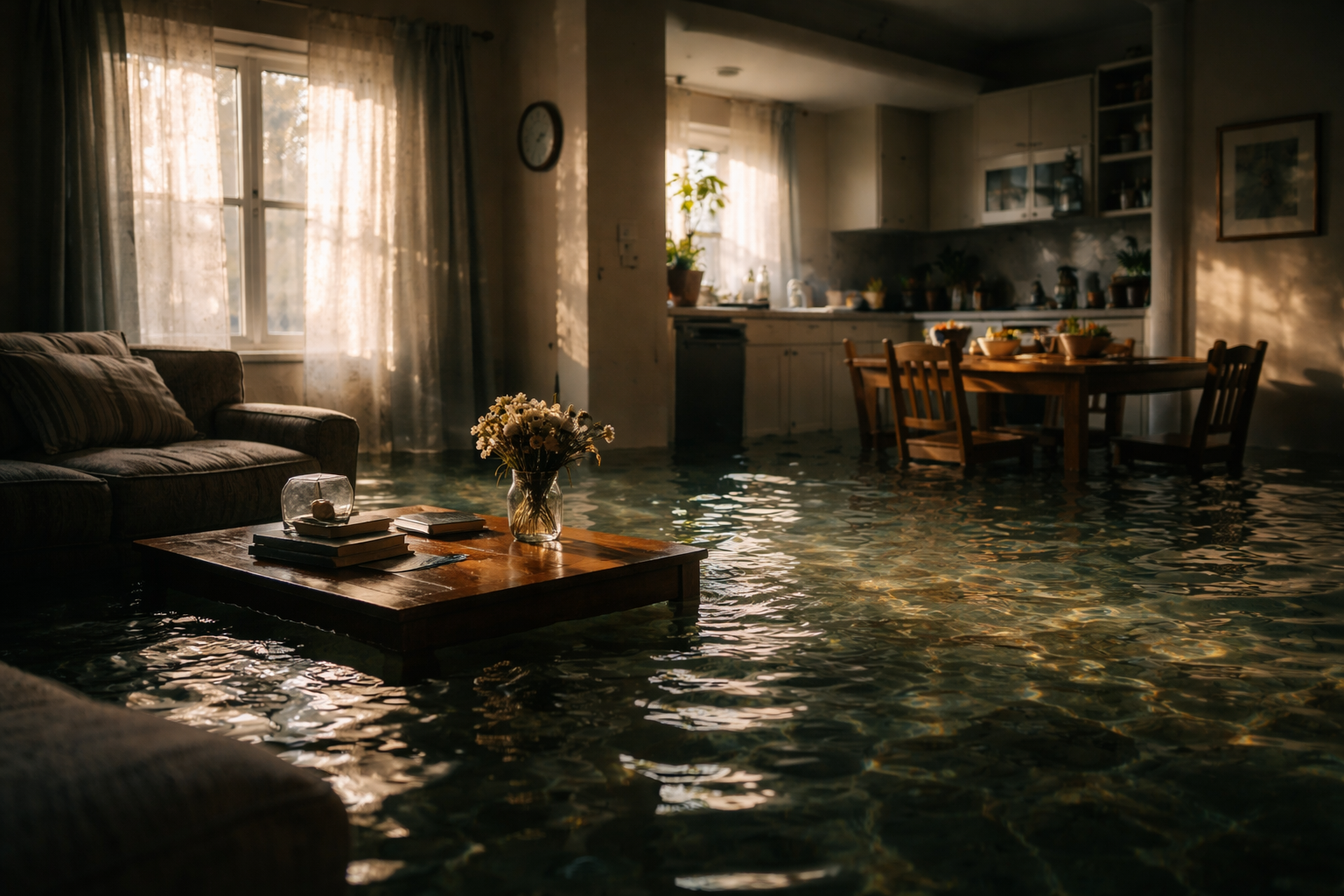 Sonhar com água invadindo a casa representando emoções acumuladas