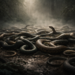 Sonhar com muitas cobras representando sobrecarga emocional e tensão interna