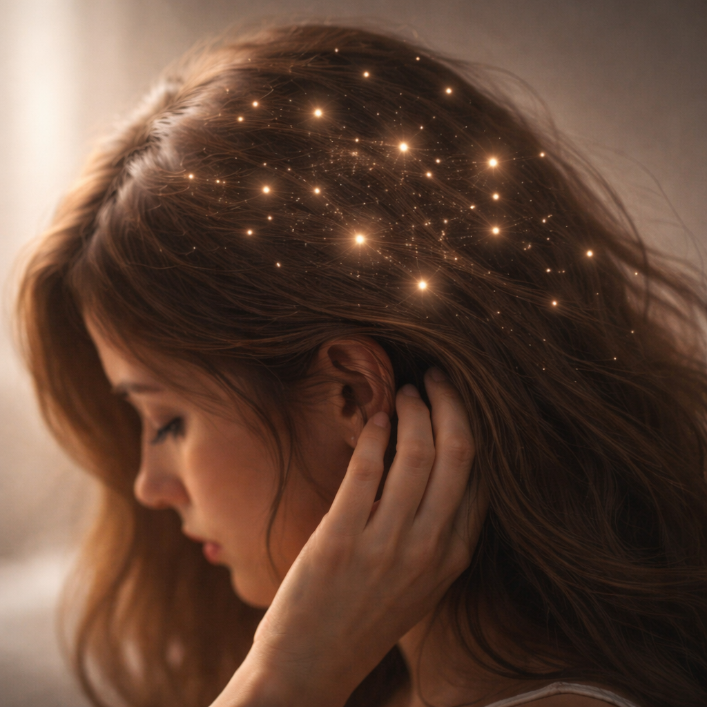 Sonhar com piolho na cabeça simbolizando excesso de pensamentos e preocupações mentais