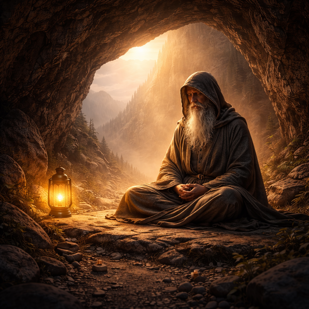 Arquétipo do Eremita no Tarot em momento de introspecção