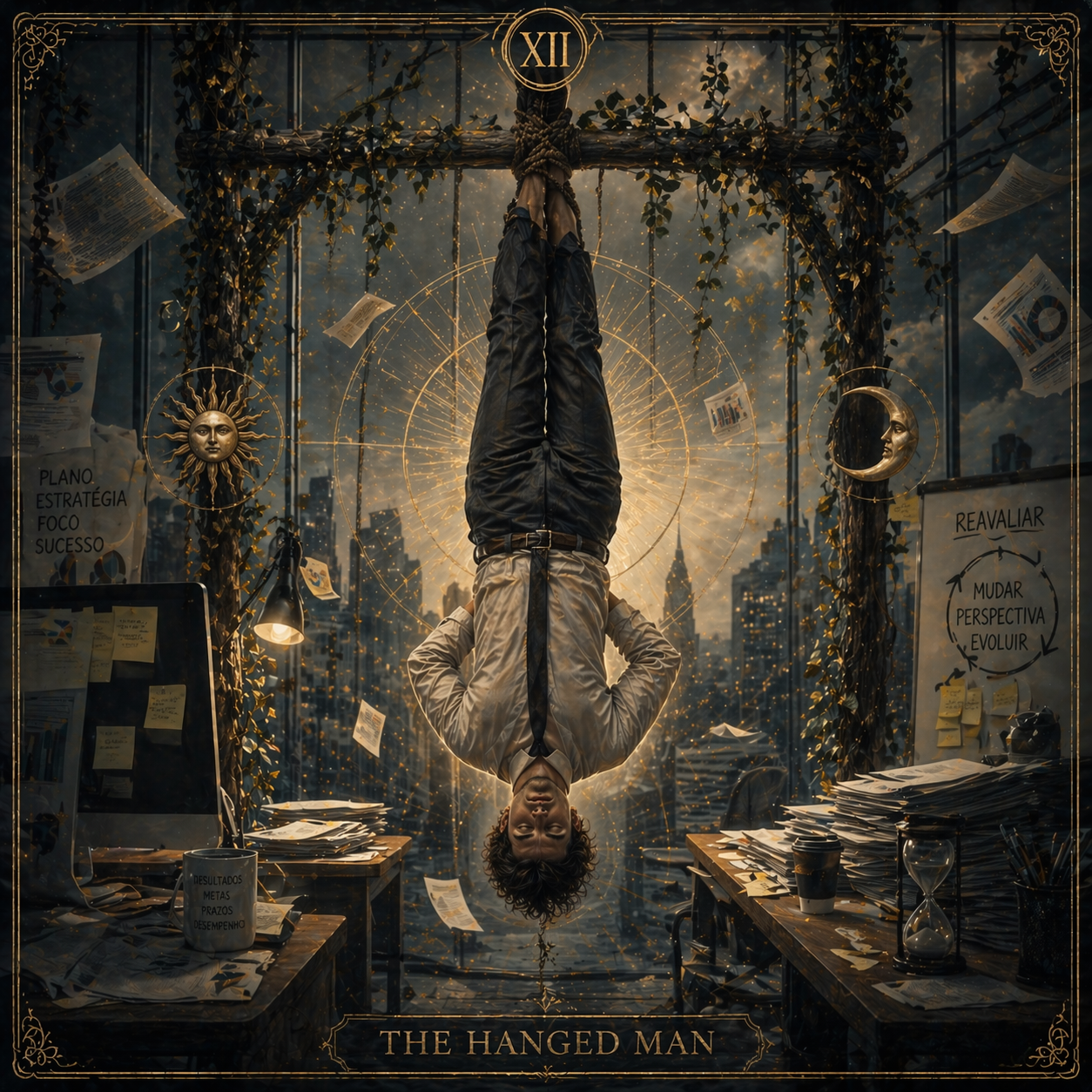 O Enforcado no Tarot no trabalho esforço sem retorno