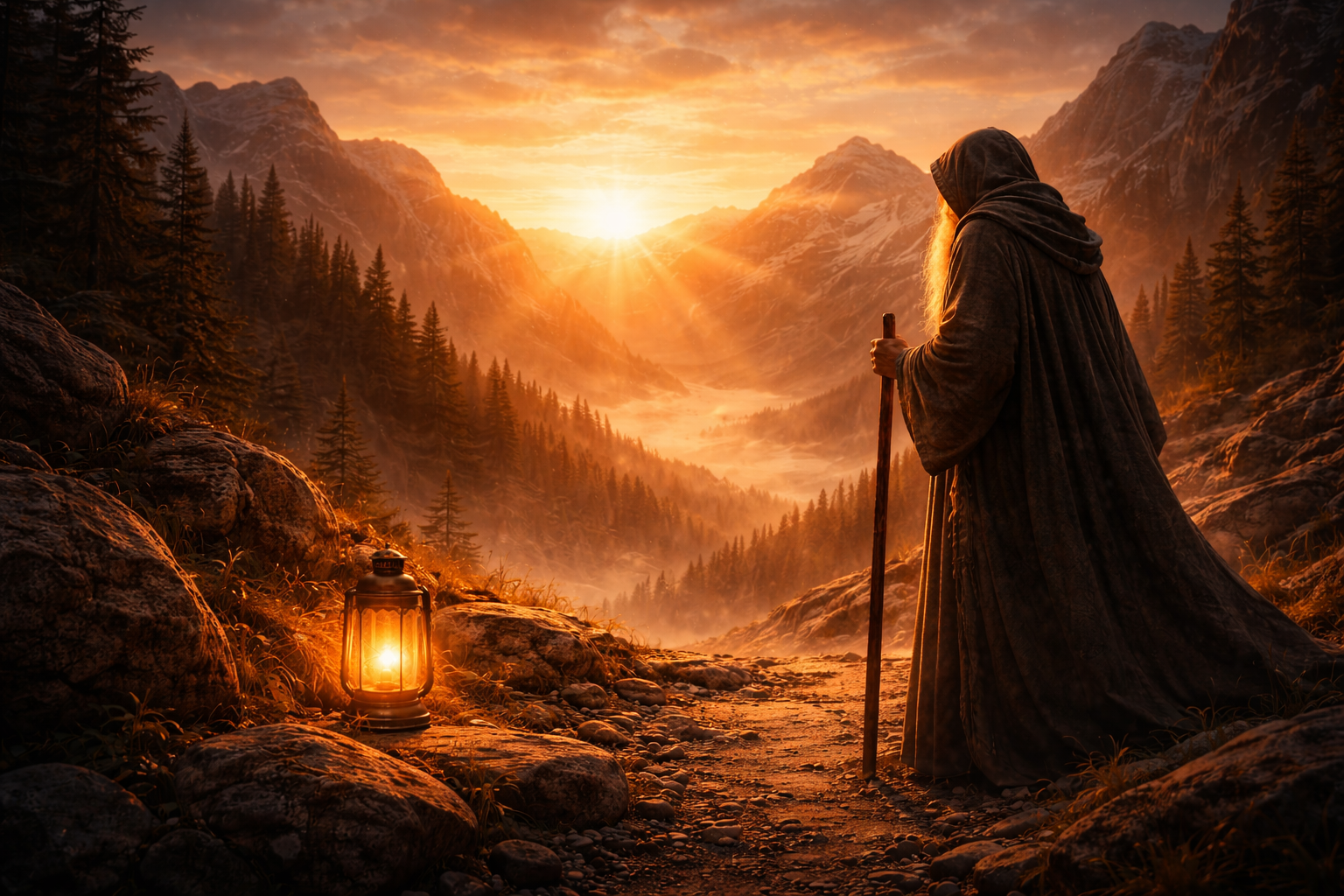 Reflexão final sobre O Eremita no Tarot ao amanhecer