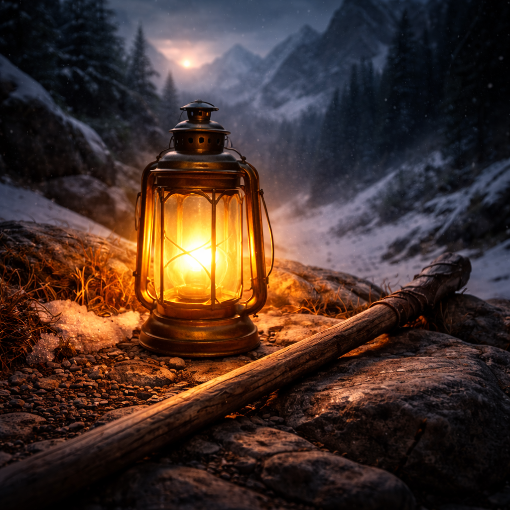 Simbologia de O Eremita no Tarot com lanterna e bastão”    style=