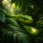 Sonhar com cobra verde em meio à natureza simbolizando transformação emocional