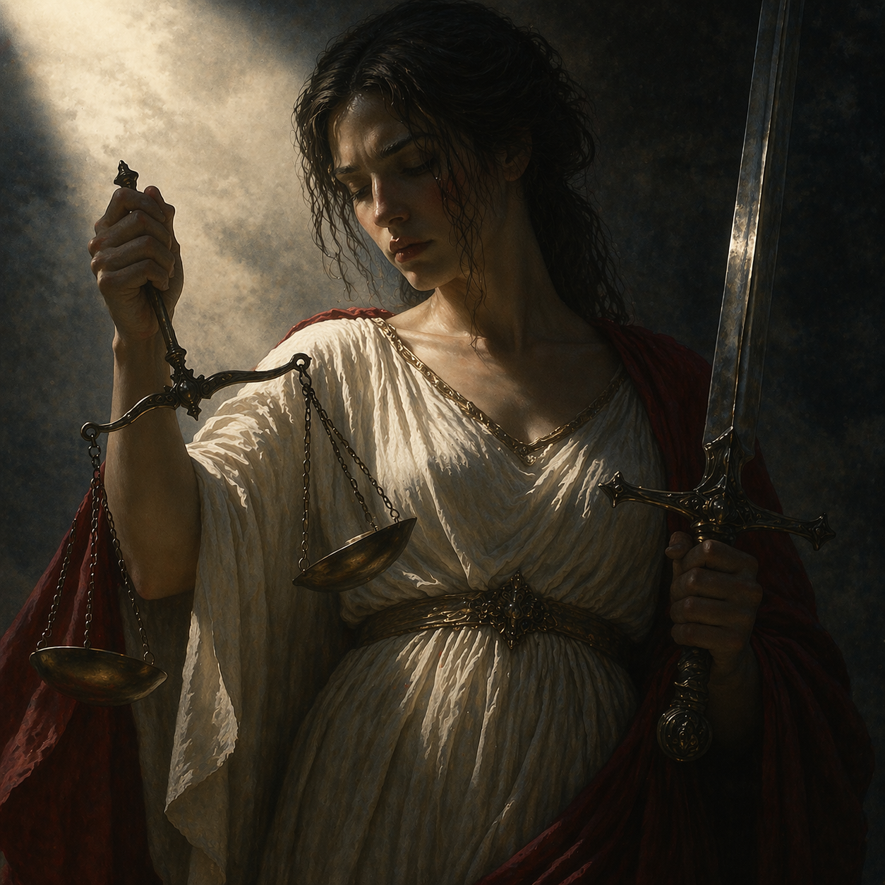 Carta A Justiça invertida no Tarot simbolizando conflito interno e desalinhamento