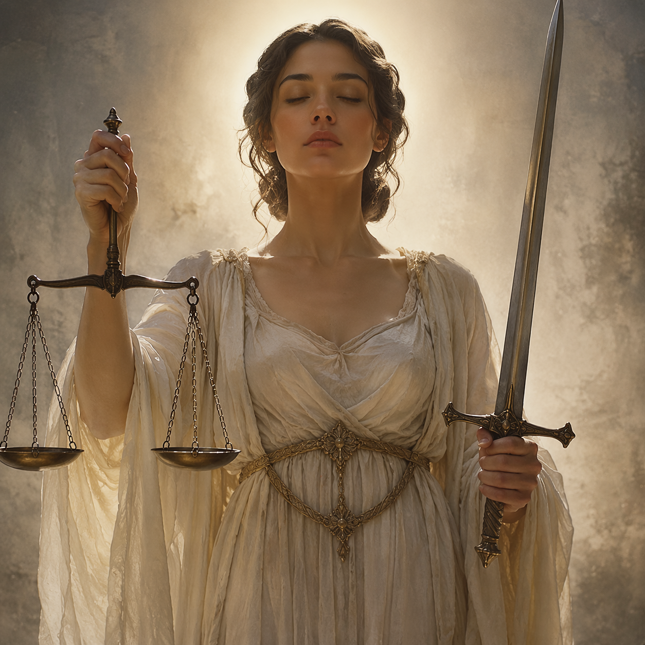 Carta A Justiça no Tarot com balança e espada simbolizando coerência e consciência