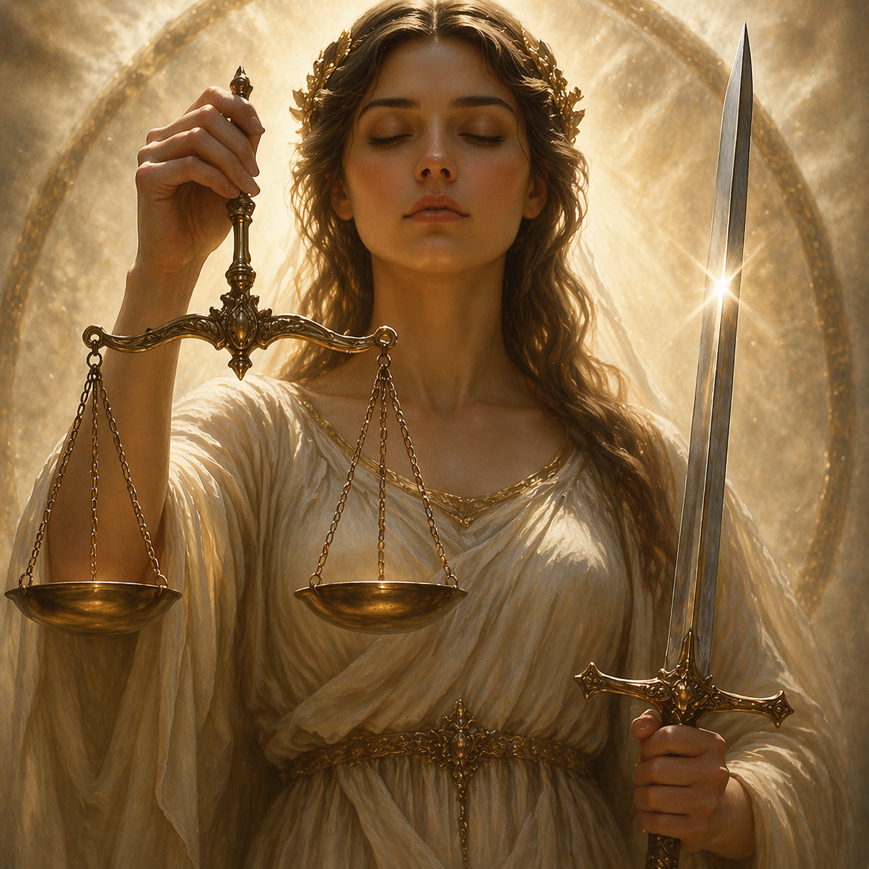 Simbologia da carta A Justiça no Tarot com foco na balança e espada