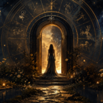 Casa 8 na Astrologia representada por símbolos de transformação, profundidade e renascimento emocional