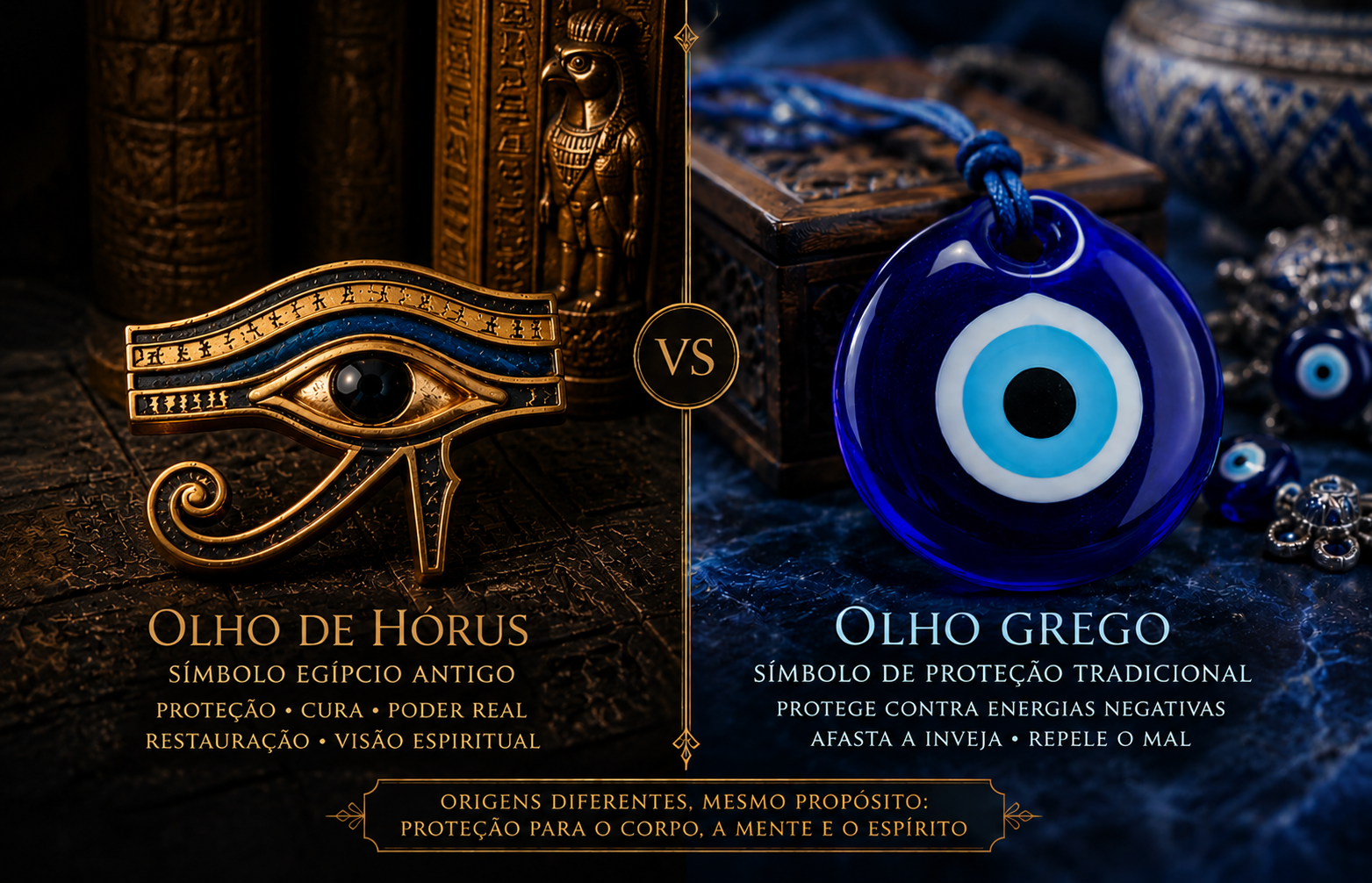 Comparação entre Olho de Hórus e olho grego