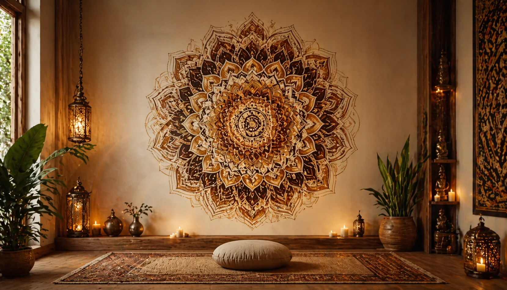 Mandala em ambiente de meditação equilíbrio emocional